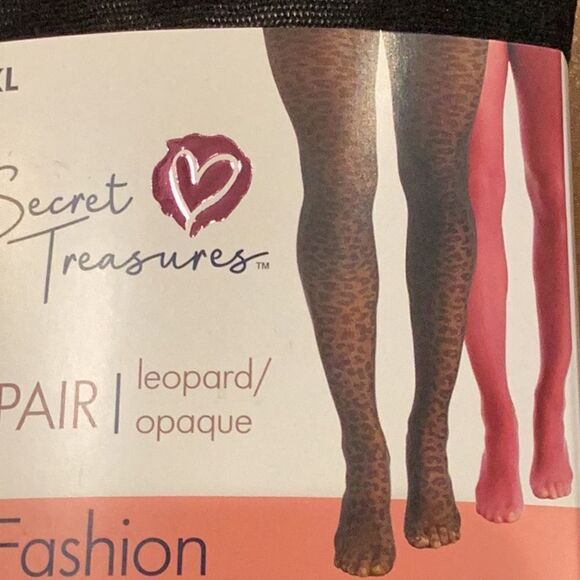 New Secret Treasures Women's Leopard/Opaque Tights, 2 Pair Pack XXL - Picture 8 of 8